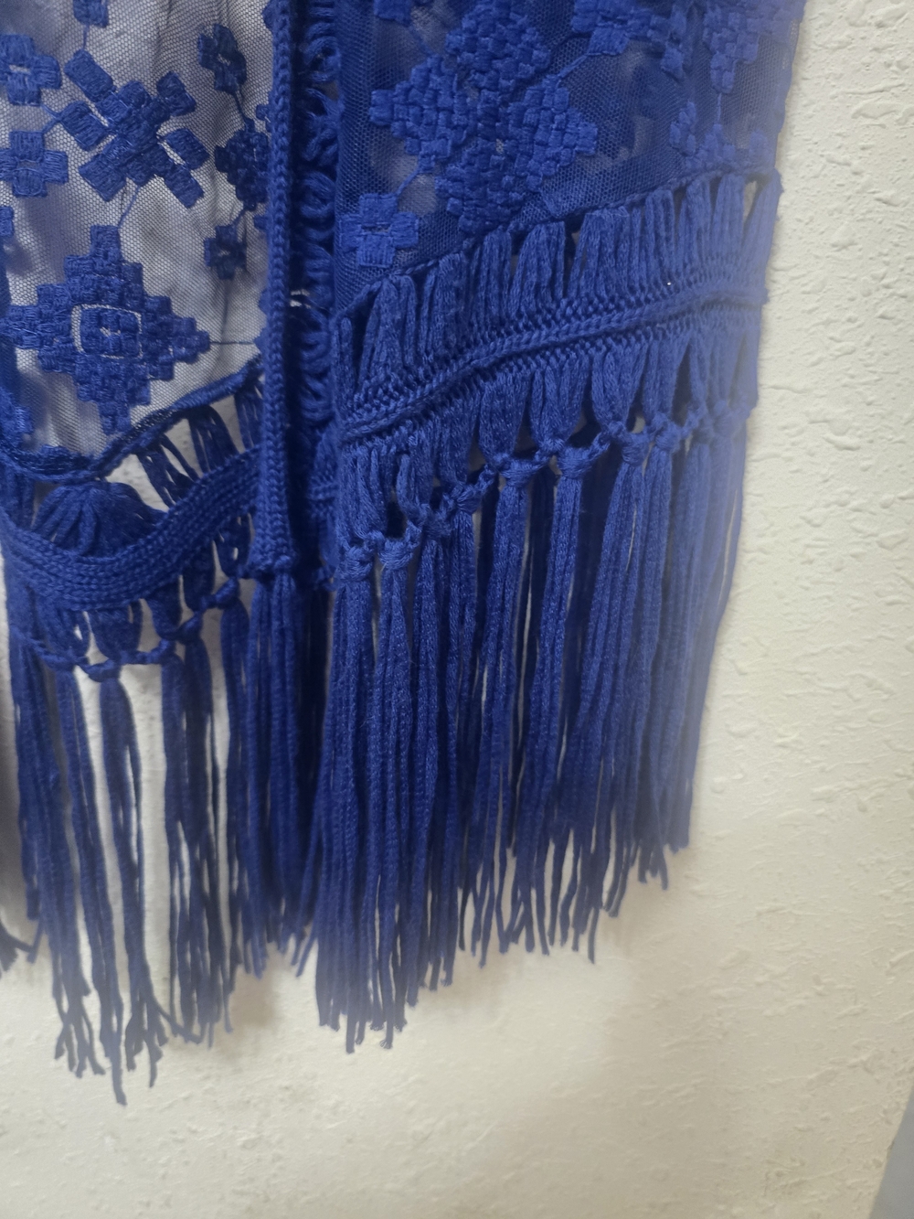 Chico's Royal Blue Lace Overlay Kimono - Picture 4 of 6